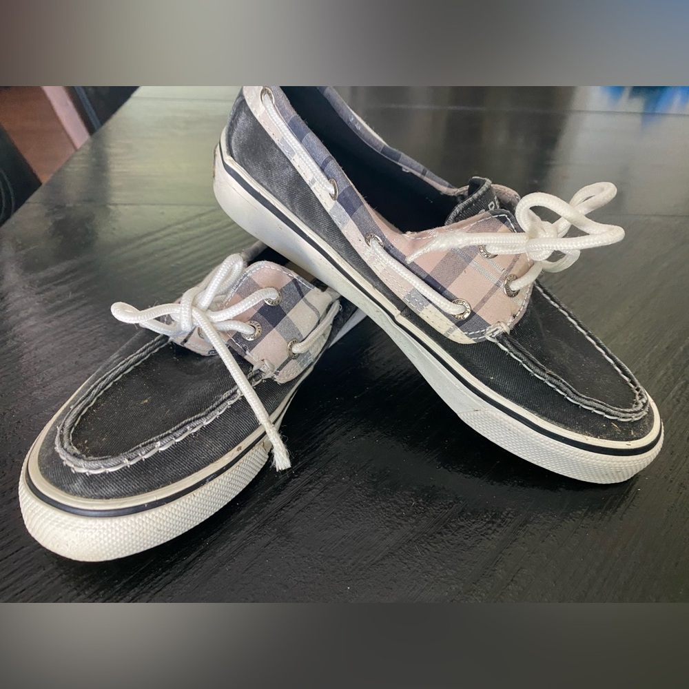 Sperry Checkered Boat Shoes with White Laces